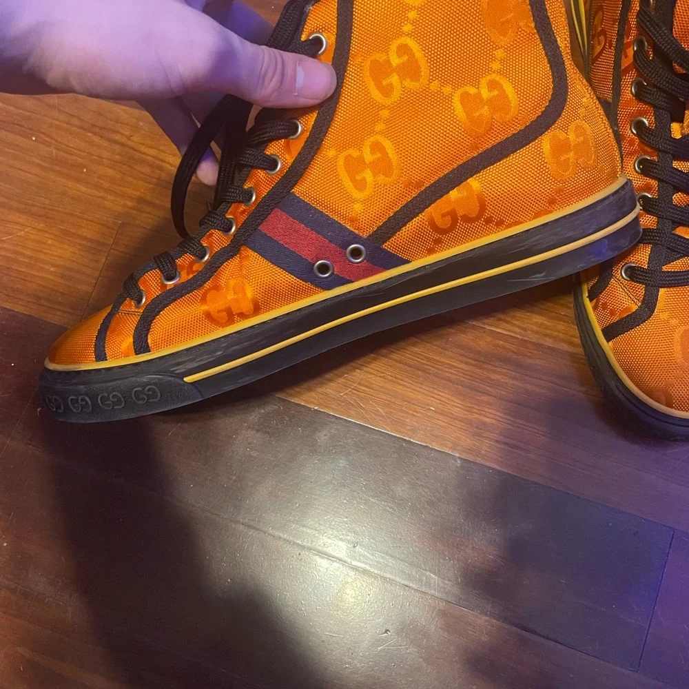 Orange high top Gucci Off The Grid Tennis 1997 collection - Picture 3 of 7
